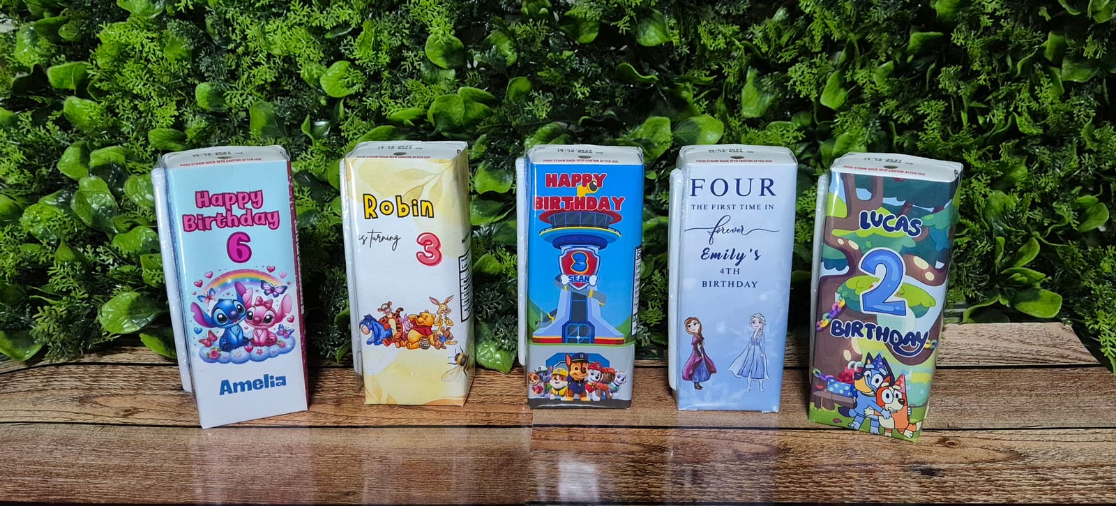 Personalised juice boxes for children’s parties